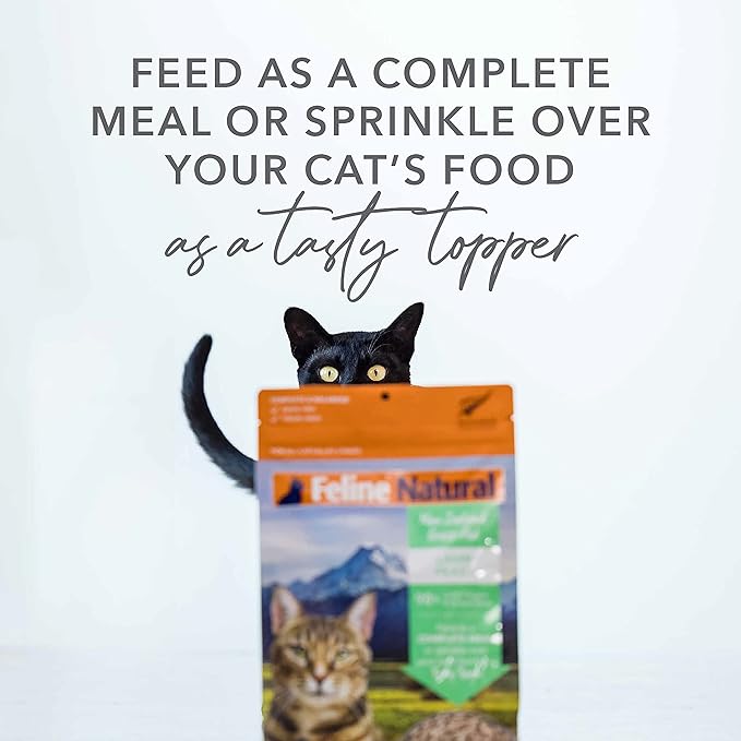 Feline Natural High Protein Dry Cat Food, Freeze-Dried Diet with 98% Meat, Organs & Seafood, No Peas, Grains, or Artificial Additives, Made in New Zealand, Lamb & King Salmon, 3.5oz