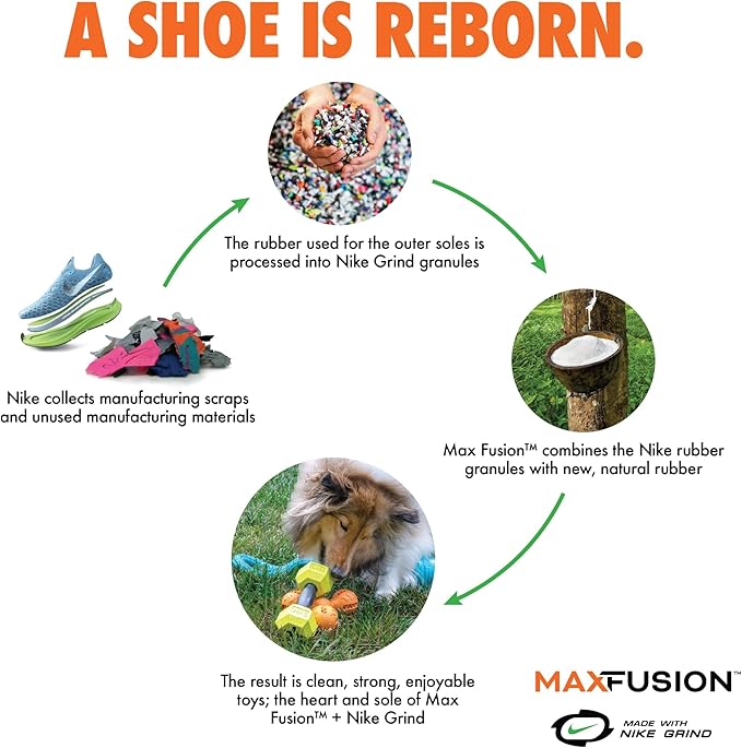 Max Fusion with Nike Grind, Arlee Gyro Treat Dispensing Dog Toy, Durable Dog Treat Toy, L