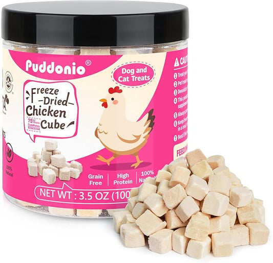 Freeze Dried Cats & Dogs Raw Treats, All Natural Single Ingredient Chicken Breast, High Protein Healthy Pet Training Treats or Food Topper, 3.5 oz