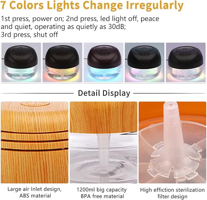 Purifier Air Washer, Air Fresher Aroma Diffuser for Home, Office, Air Purifier with Night Light (Brown)