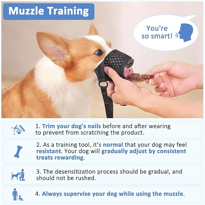 LUCKYPAW Soft Muzzle for Medium Large Sized Dogs Labrador German Shepherds, Dog Muzzle to Prevent Biting Chewing, Adjustable Mouth Guard for Grooming Walking Training(Black, L)