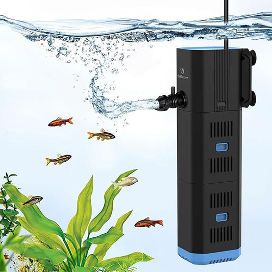 Aquarium Filter for 40-170 Gallon Tank，265GPH Fish Tank Filter 16W Green Clean Machine Submersible Pump Filter for Green Water and Algae Clean,Submersible Internal Filter for Saltwater Freshwater