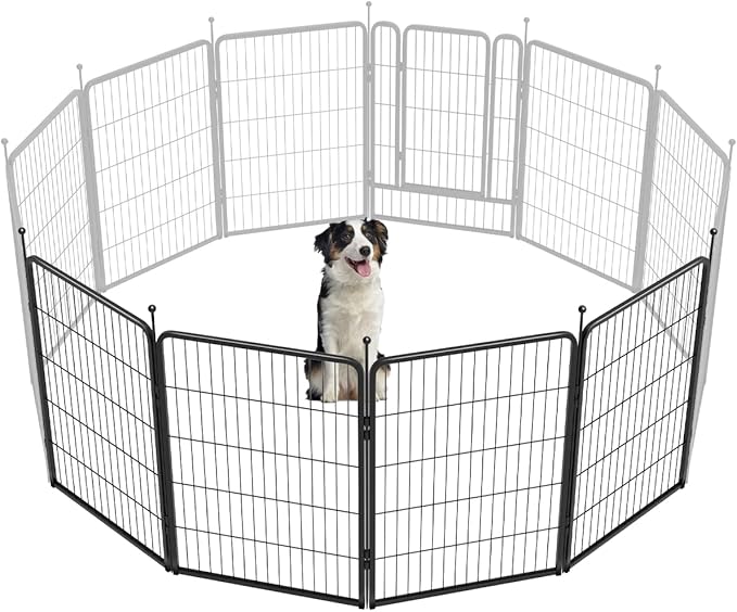 FXW Rollick Unleashed Dog Playpen for Indoor, Yard, RV Camping, 40 inch 4 Panels for Medium and Large Dogs, Black│Patented