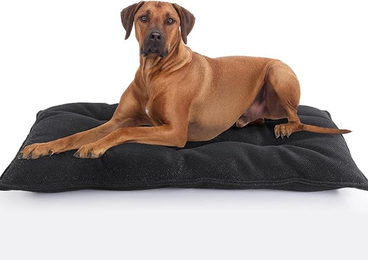 MABOZOO Chew Proof Indestructible Dog Beds for Aggressive Chewers,Durable Dog Crate Pad,Washable Tough Pet Mats for Kennel,Black,Small 17x23 in
