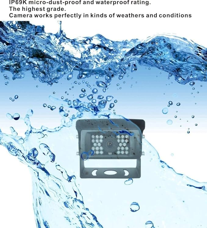 AHD 1080P 7" Wired Reverse Rear View Backup Camera System,Guide line,IP69K Waterproof IR Night Vision Camera, for Tractor/Truck/RV/Excavator/Caravan/Skid Steer/Heavy Equipment