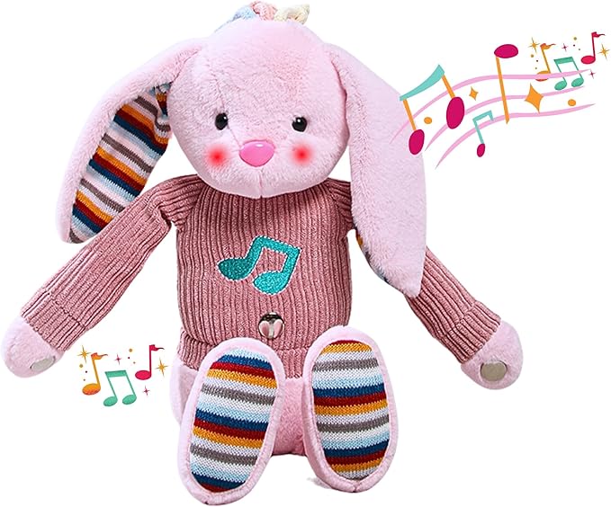 Lumio Musical Stuffed Animal Plush Toy with Lights & Sounds - Cute Interactive Toy for Newborns, and 3 6 12 to 48 Months (Bunny)