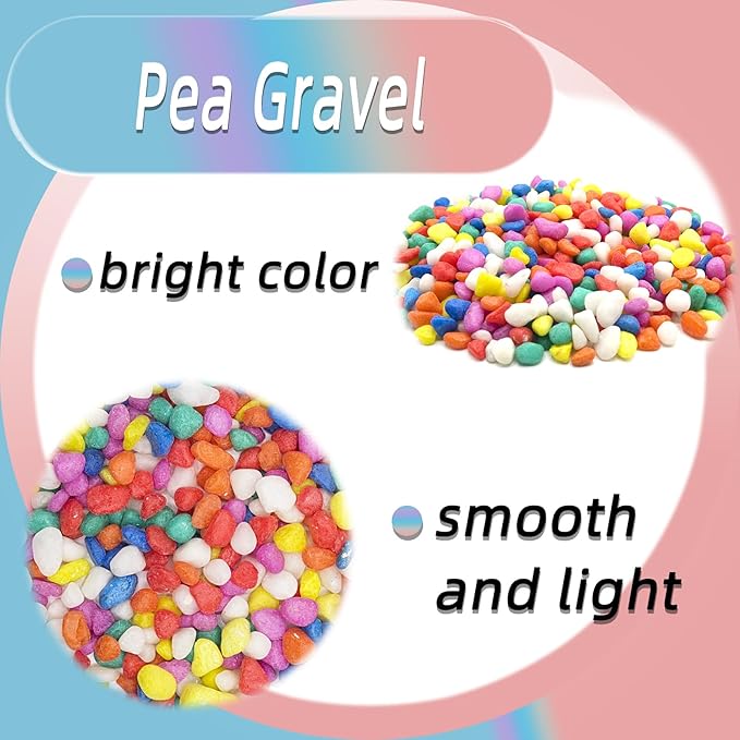 Mixed Color Pebbles for Crafts, 0.9 Pound Natural Polished Aquarium Gravel, Decorative Pebbles for Indoor Plants, Turtle Tank, Vase, Succulents Cactus, Garden Landscaping
