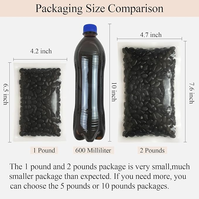 2 lbs Black Pebbles for Indoor Plants, 3/8 inch Decorative Rocks, Black River Rocks for Succulent Potted Plant, Vase, Aquarium, Landscaping and Outdoor Garden Rocks