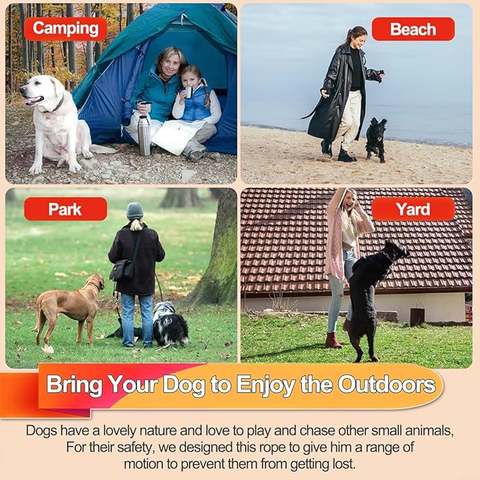 10FT Heavy Duty Dog Tie Out Cable for Large Dogs up to 125lbs, Durable Runner Tether Line (Red)