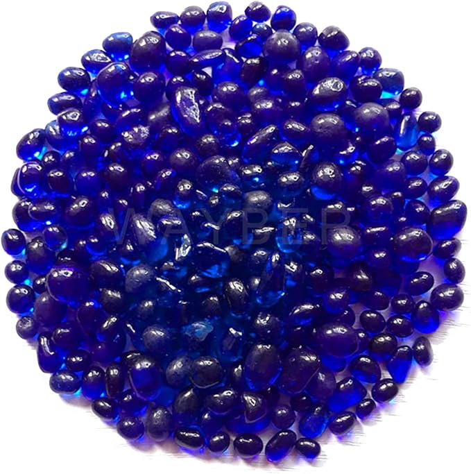WAYBER Glass Stones, 1Lb/460g Irregular Sea Glass Pebbles Non-Toxic Artificial Gemstones for Gem Display/Vase Filler/Terrarium Flowerpot Aquarium Turtle Tank Decoration, Dark Blue