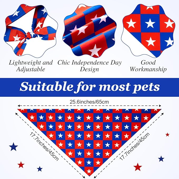 Preboun 100 Pcs Patriotic Dog Bandanas Bulk Labor Day Bandanas for Dogs Triangle Kerchief Scarf Set for Puppy Small Medium Large Workers' Veterans Day Costume Accessories (25.6 x 17.7 x 17.7 Inch)