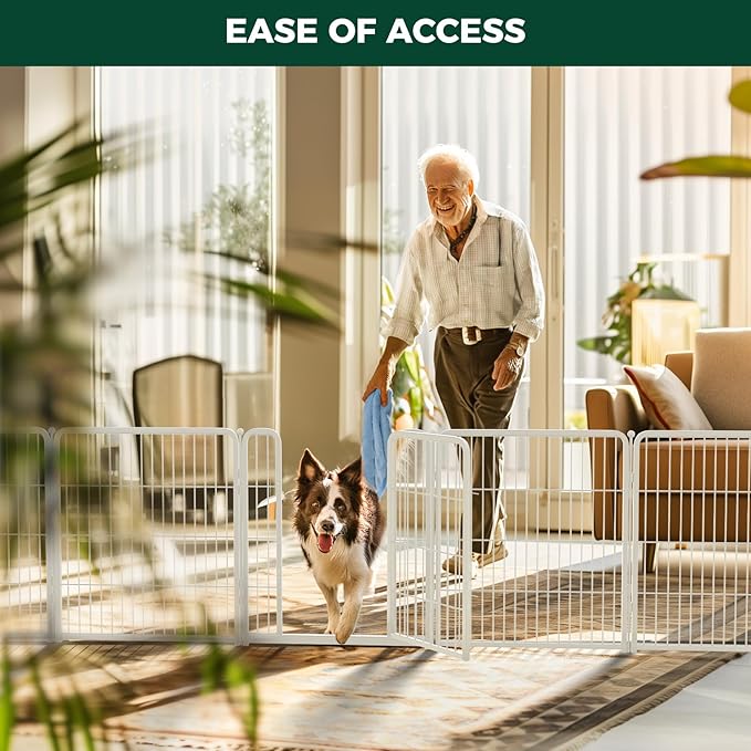 FXW Homeplus Unleashed Indoor Dog Playpen - Stress-Free and Safe Play, Heavy Duty 32 Inch 16 Wire Panels Dog Pen for Small and Medium Dogs, White│Patented