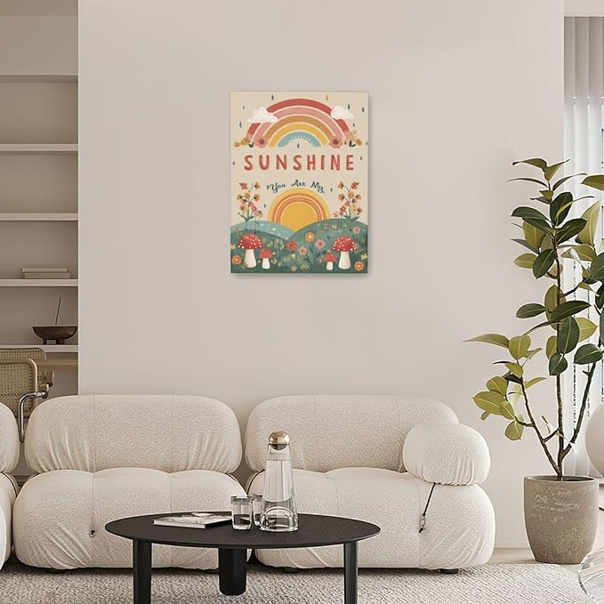 You Are My Sunshine Inspirational Canvas Wall Art Motivational Encouragements Wall Decor First Communion Gifts for Girls Boys Toddler Teens Pictures Painting Print Artwork Framed Decorations Nursery Dorm Bedroom 12"x16"