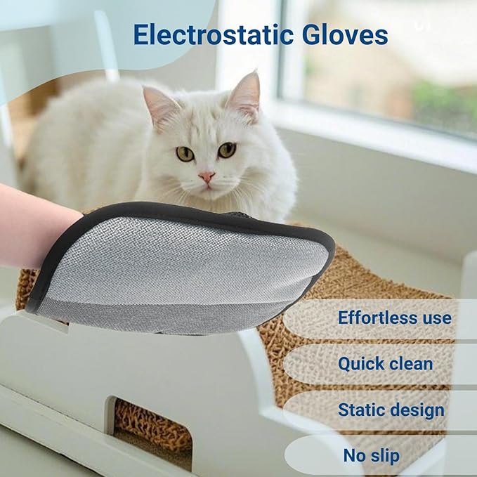5-Pack Pet Hair Removal Gloves,Electrostatic Pet Hair Remover Tool,Dog Hair Remover Furniture Reusable & Washable Grooming Mitts,Lint & Fur Remover for Clothes, Carpets, Car Seats