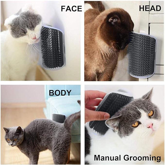 3.0 Softer Cat Self Groomer with Catnip, Dog Cat Corner Groomer,Wall Corner Scratcher Comb,Grooming Massage Brush, Perfect Scratch Massager Tool for Long & Short Fur Kitten/Puppy (1 Pack)
