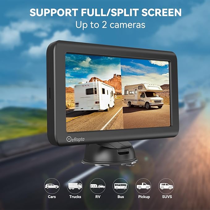 eRapta Wireless Backup Camera Magnetic: 5” Portable, 1-Min Install-Free Trailer Backup Camera with FHD1080P, Infrared Night Vision, 150° Wide-Angle View for Trailer/RV/Truck/Car/Tractor ACT501
