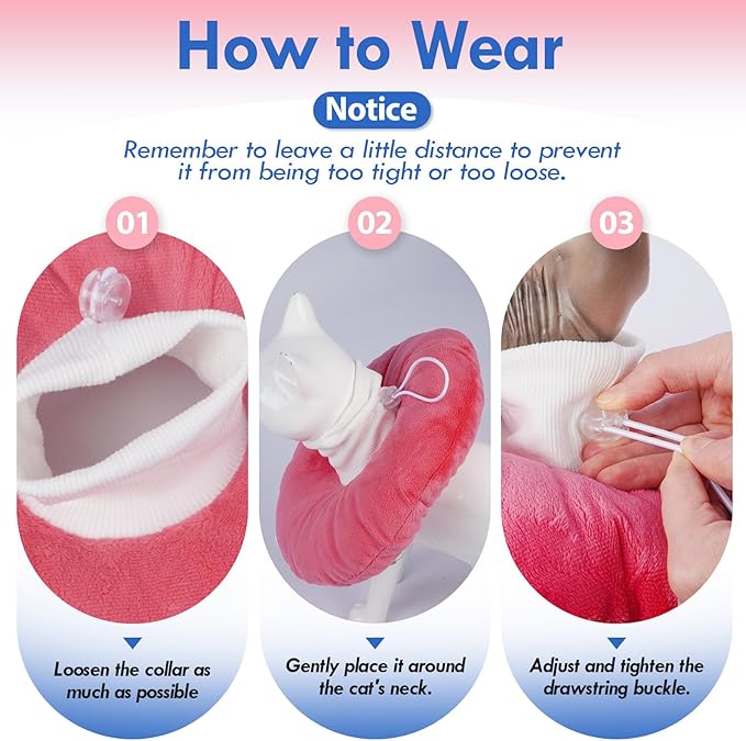 Adjustable Cat Recovery Cone, Comfortable & Lightweight Elizabethan Collar to Stop Licking or Scratching, Suitable for Skin Disease & Wounds Protection After Surgery, Pink Medium