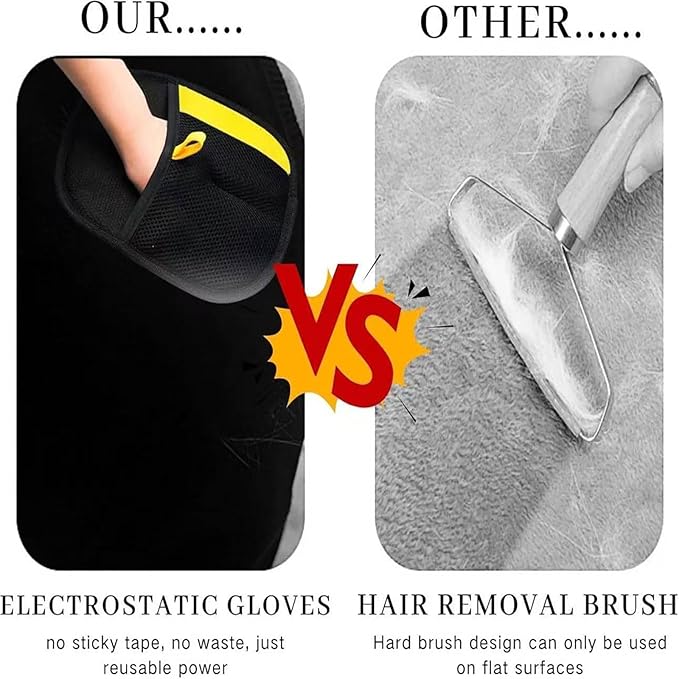 Whisker Gizmo Pet Hair Remover，Reusable Pet Hair Remover Glove，Pet Hair Removal Glove, Ultimate Pet Grooming Glove for Cats & Dogs - Dual-Sided Electrostatic Pet Hair Remover Mittens (2PCS)