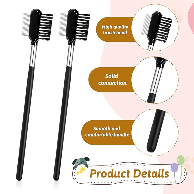 Metal Grooming Comb for Dogs, 2 PCS Double-Sided Dog Grooming Comb Soft Bristles Eye Cleaning Brush Facial Brush Tear Stain Removal Tool for Dogs Puppies Cats Removing Booger Flea Gunk Crust Mucus