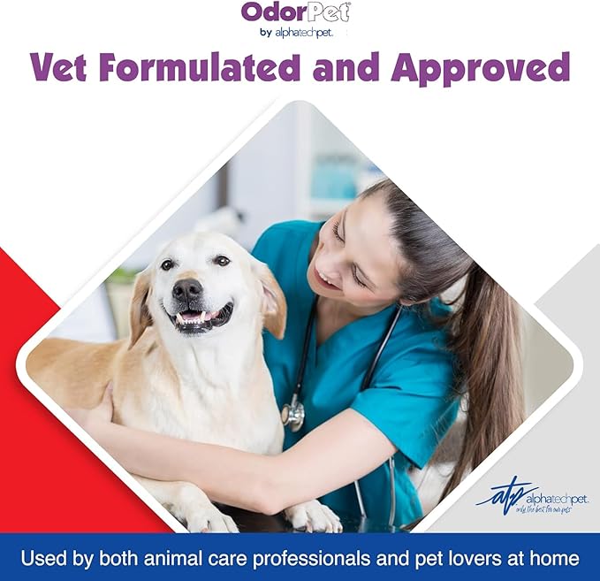 OdorPet Pet Stain Remover and Odor Eliminator - 64 Oz (Makes 2.55 Gallons of Working Solution) Non Staining, Professional Strength, Lavender Scent by Alpha Tech Pet