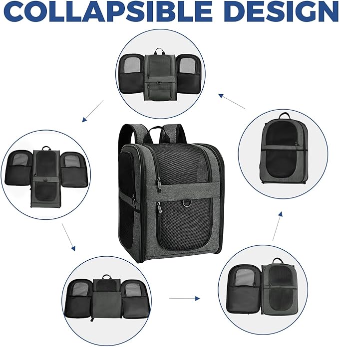 Apollo Walker Pet Carrier Backpack for 4-15lb Cats and Dogs, Puppies, Safety Features and Cushion Back Support | for Travel, Hiking, Outdoor Use (Gray)