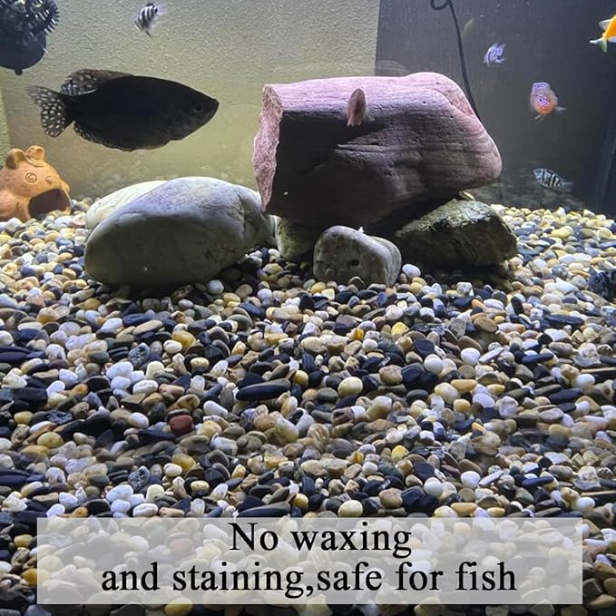 20 lbs Pea Gravel Pebbles for Indoor Plants, 2/5 Inch Mixed Color River Rocks for Aquarium, Succulent, Vase, Bonsai, Garden, Plant Soil Cover and Outdoor Landscaping Rocks