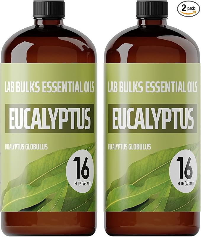 Eucalyptus Essential Oil (2 Pack) for Diffusers, Home Care, Candles, Aromatherapy, 16 oz Bulk Bottle, Eucalyptus Oil Spray