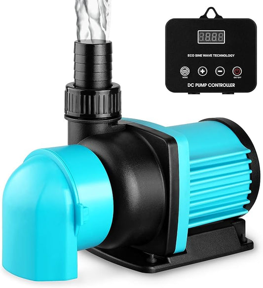 3450GPH Aquarium Return pump with LCD display controller, DC 24V 95W aquarium pump for saltwater freshwater aquarium,fish tank,sump,20 speeds ECO Quiet Submersible and inline pump
