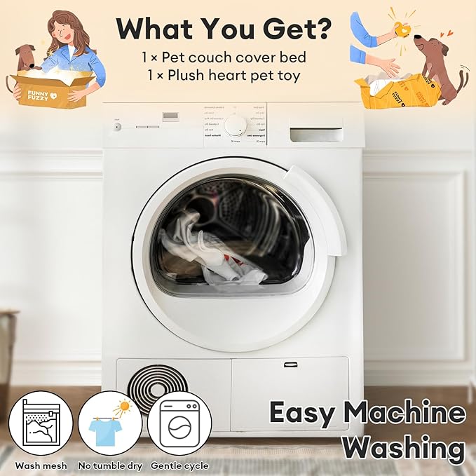 FUNNY FUZZY Pet Fluffy Fuzzy Couch Cover, Calming Washable Dog Bed Sofa Protector Pets Mat for Small Medium Dogs and Cats (Tie-dye Grey,33.45 × 28.35 × 5.51 in)