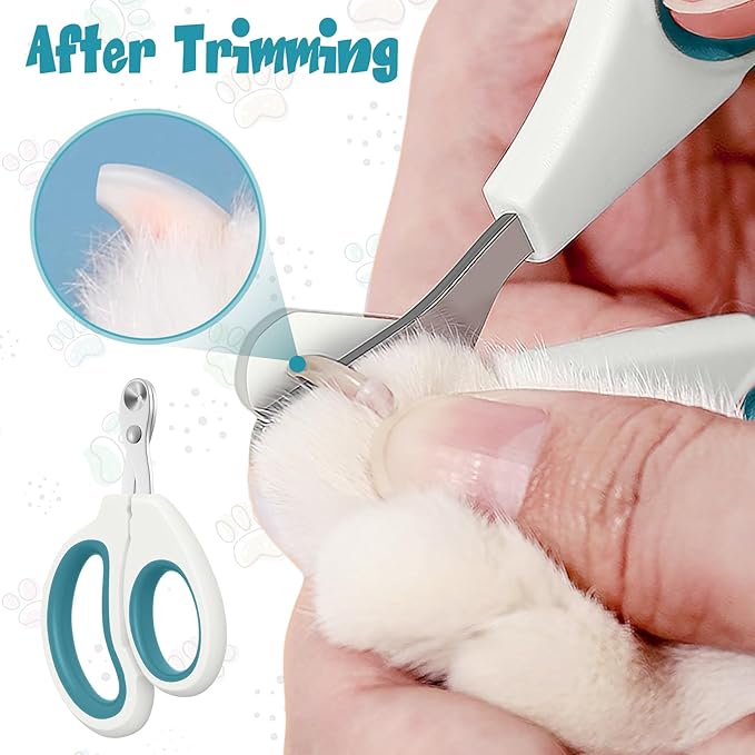Cat Nail Clipper, Durable Stainless Steel Cat Nail Trimmer with Sharp Blade and Anti-Slip Handle, Professional Small Animal Claw Clippers for Cats Kittens Dogs Rabbits Guinea Pigs
