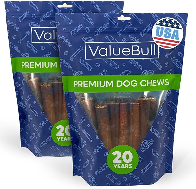 ValueBull USA Collagen Sticks for Dogs, 6 Inch Thick Chews, Natural Long-Lasting Dog Treats, 50 Count - Promotes Joint, Skin & Coat Health with Glucosamine and Chondroitin