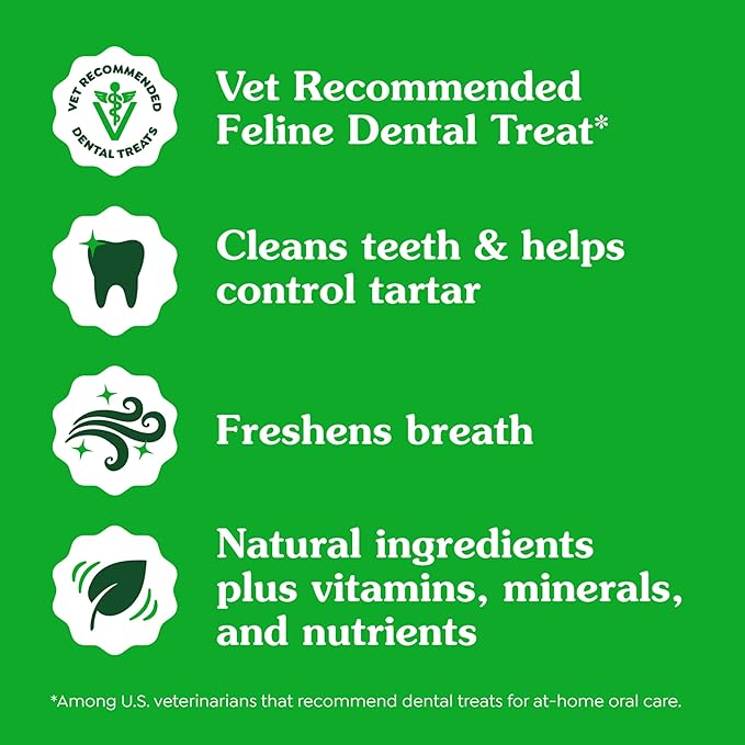 Greenies Feline Adult Dental Cat Treats, Savory Salmon Flavor, 9.75 oz. Tub