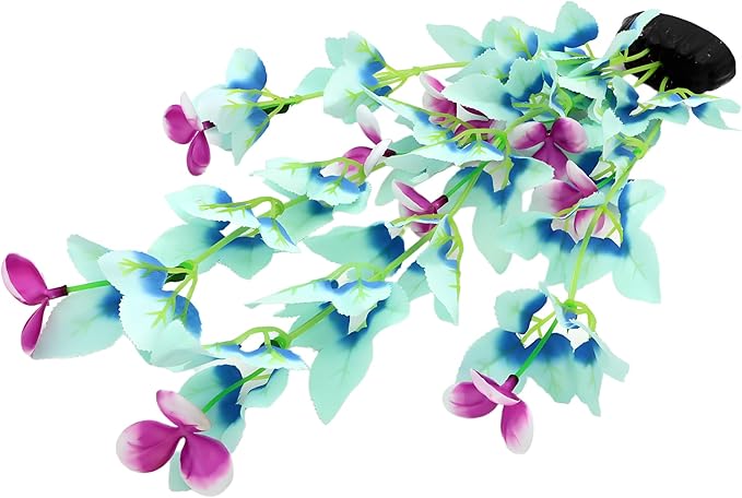 16 Inch Aquarium Fish Tank Plant Betta Fish Tank Decor,2 Pack Silk Aquarium Plants for Aquarium Decoration (White-Blue)