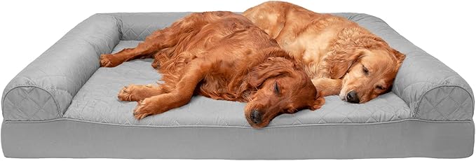 Furhaven Orthopedic Dog Bed for Large Dogs w/ Removable Bolsters & Washable Cover, For Dogs Up to 125 lbs - Quilted Sofa - Silver Gray, Jumbo Plus/XXL