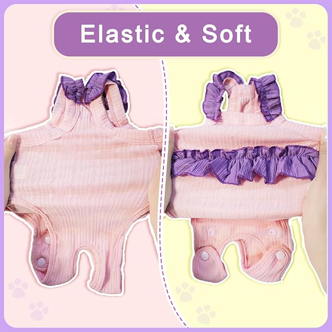 Cat Recovery Suit,Kitten Onesie After Surgery,E-Collar Alternative for Abdominal Wound and Skin Diseases,Soft Breathable Bodysuit After Spay（Purple-s）