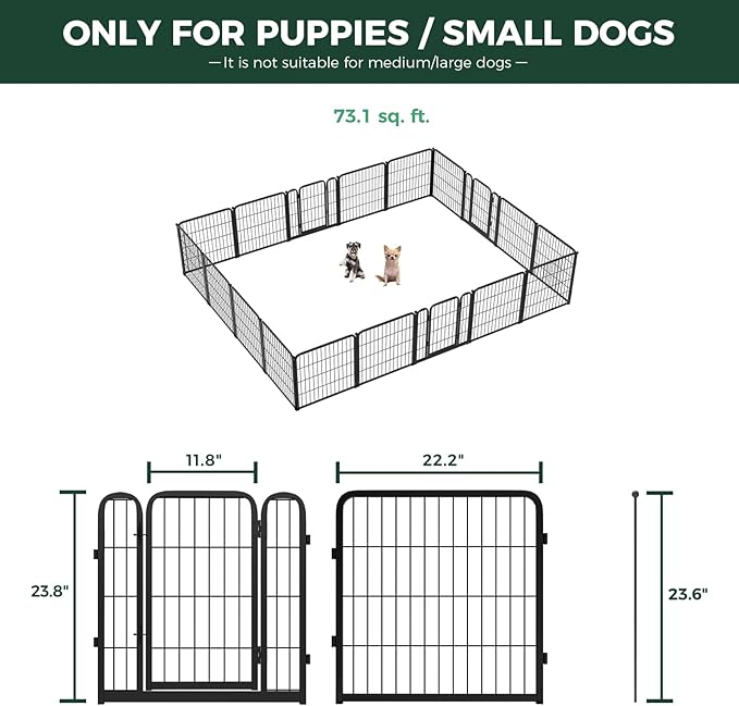 FXW Homeplus Unleashed Indoor Dog Playpen - Stress-Free and Safe Play, Heavy Duty 24 Inch 18 Wire Panels Dog Pen for Puppy and Small Dogs, Black│Patented