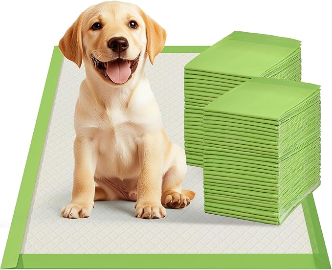Gardner Pet Dog Pee Pads Rugular 22"x22", Thicker ECO Green Small Disposable Puppy Training Pads Super Absorbent Full Edge-Wrapping Pad for Dogs, Puppies, Doggies, Cats-(20 Count)