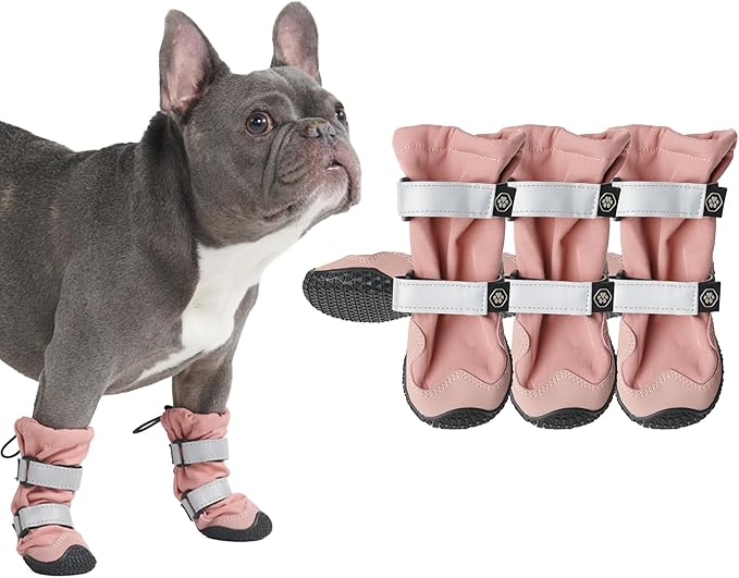 Spark Paws Dog Shoes, Waterproof Dog Boots for Medium to Large Dogs, Non Slip, Breathable Dog Booties and Paw Protectors - 4PCS Doggie Hiking Boots with Reflective Straps - Pink - Size 2