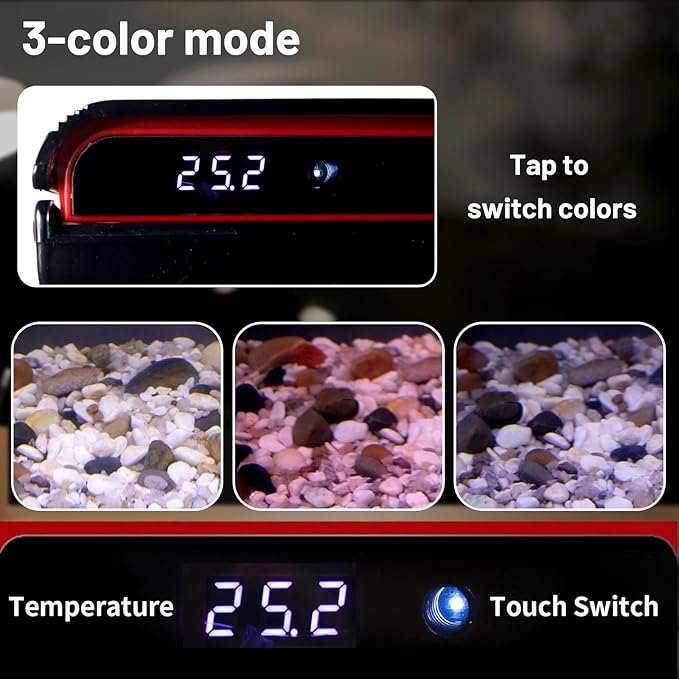 5 Gallon Glass Fish Tank Aquarium Starter Kit - Self-Cleaning, Ultra-Quiet Filter Pump, 3-Color LED Lights, Smart Temp Monitoring for Betta Fish, Shrimp, Kids Gift