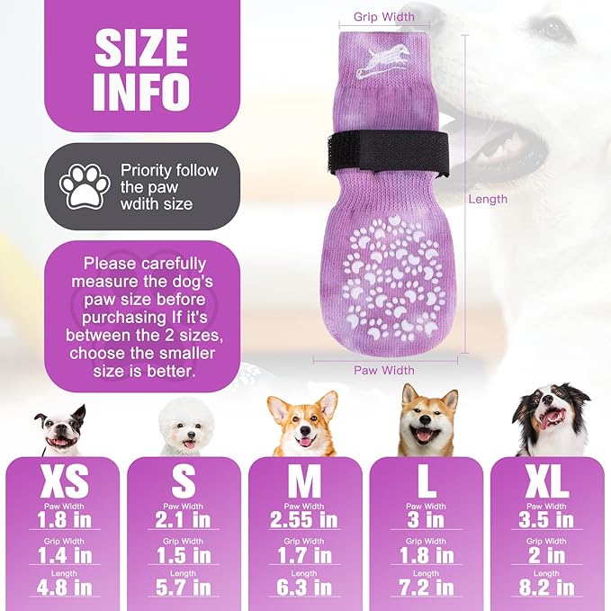 EXPAWLORER Anti Slip Dog Socks to Prevent Licking Paws, Dog Shoes for Hot Pavement, Dog Booties for Small Medium Large Senior Dogs, Traction Control Dog Boots & Paw Protectors for Hardwood Floors
