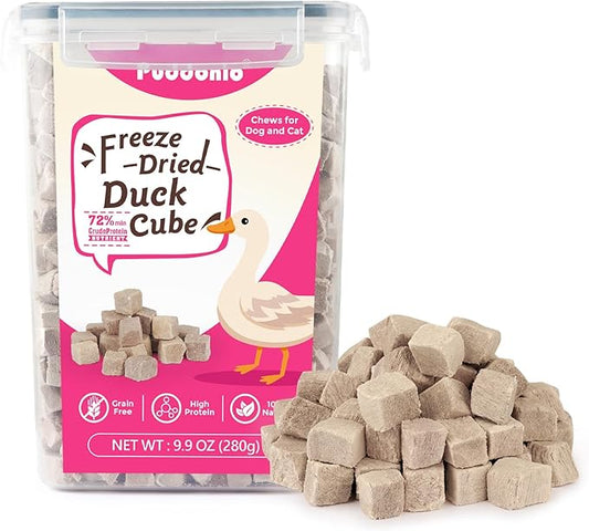 Freeze Dried Cats & Dogs Raw Treats, All Natural Single Ingredient Duck Breast, High Protein Healthy Pet Training Treats or Food Topper, 9.9 oz