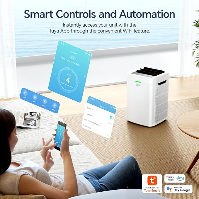 Air Purifiers for Home Large Room Up to 2600 Ft², Double-Sided HEPA Air Purifier with Washable Pre-filter, Fan Mode, Smart WiFi, PM 2.5 Air Quality Monitor, for Pets Hair, Dust, Pollen, Smoke
