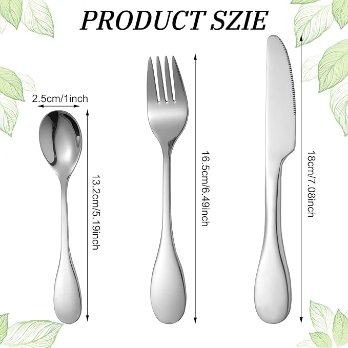 7 Pieces Bariatric Eating Portion Control Flatware Bariatric Management Silverware Serving Spoons Forks Knives Stainless Steel Weight Loss Utensils with Fabric Storage Bag