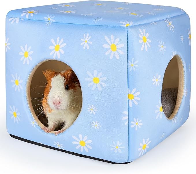 Bienbee Guinea Pig Hideout, Washable Guinea Pigs House Cozy Guinea Pigs Bed for Small Pet Bunny/Rabbit/Hamster/Chinchilla Guinea Pig Accessories Daisy