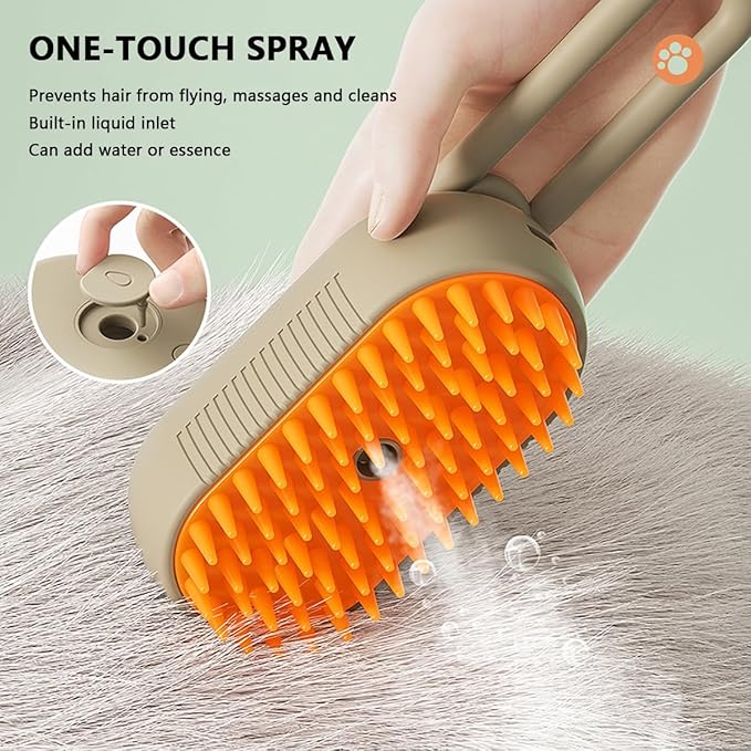 3 in 1 Cat Steam Brush, Pet Steam Cats Brushes Rechargeable Anti-Static Grooming Brushe, Vibration Massage Cleaning Shedding & Combing Multifunctional Hair Removal Comb for Cats Dog (White)