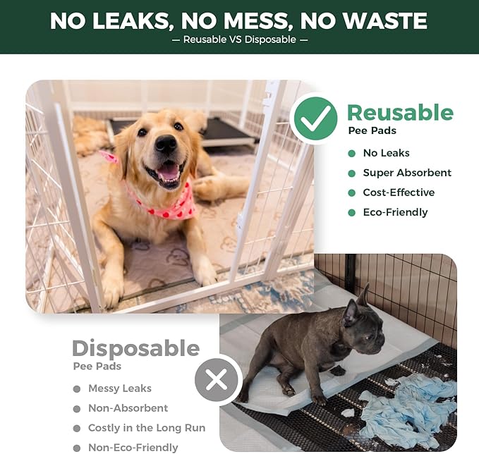 FXW Washable Pee Pads for Dogs, Puppy Pads with Super Absorbent, Specifically Designed for FXW Rollick/Homeplus 32/40/45inch 6 Panels Dog Playpen, 71" × 43" Rectangle, Khaki, 2 Packs