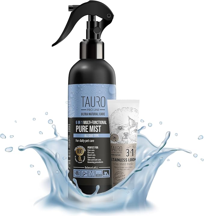 Clear Eyes Solution Set 6in1 Multi-Functional Pure Mist and Stainless Look Clay Mask - Tear Stain Remover, Eye Cleaner - Eye Care Ear Care Grooming Treatment for All Dogs and Cats Eyes