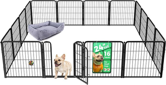 FXW Homeplus Unleashed Indoor Dog Playpen - Stress-Free and Safe Play, Heavy Duty 24 Inch 16 Wire Panels Dog Pen for Puppy and Small Dogs, Black│Patented
