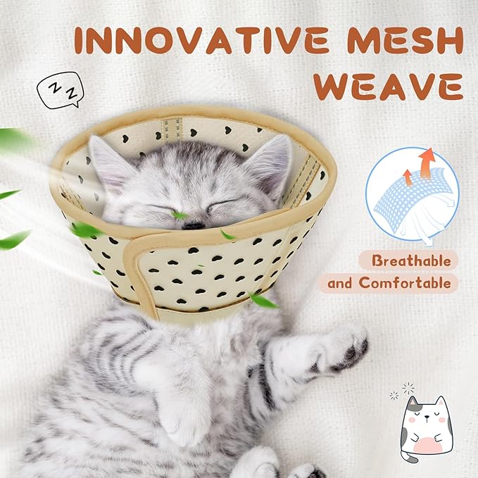 Supet Cat Cone Collar After Surgery, Soft Mesh Recovery Collar for Cats to Stop Licking and Scratching, Plastic Cone Alternative for Small Dogs, Medium, Large Cats