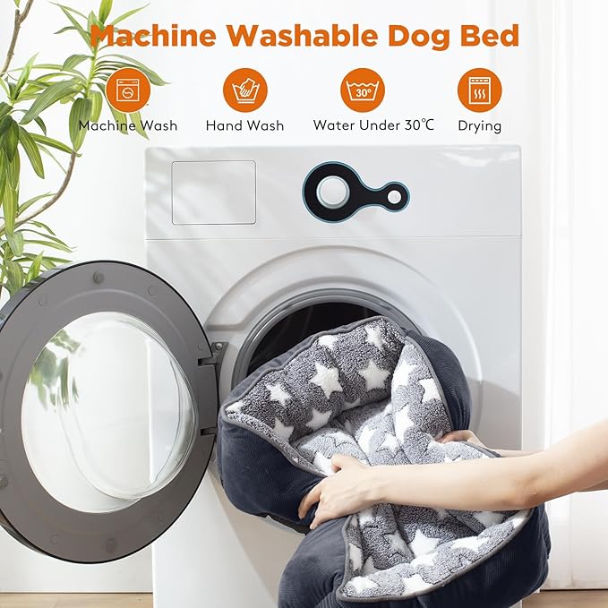 GASUR Medium Dog Beds for Medium Size Dogs, Orthopedic Dog Bed Sofa, Washable Pet Beds Cuddler Anti-Slip Bottom, Soft Calming Sleeping Warming Puppy Bed (M (30"x 24"x 9"), Black)